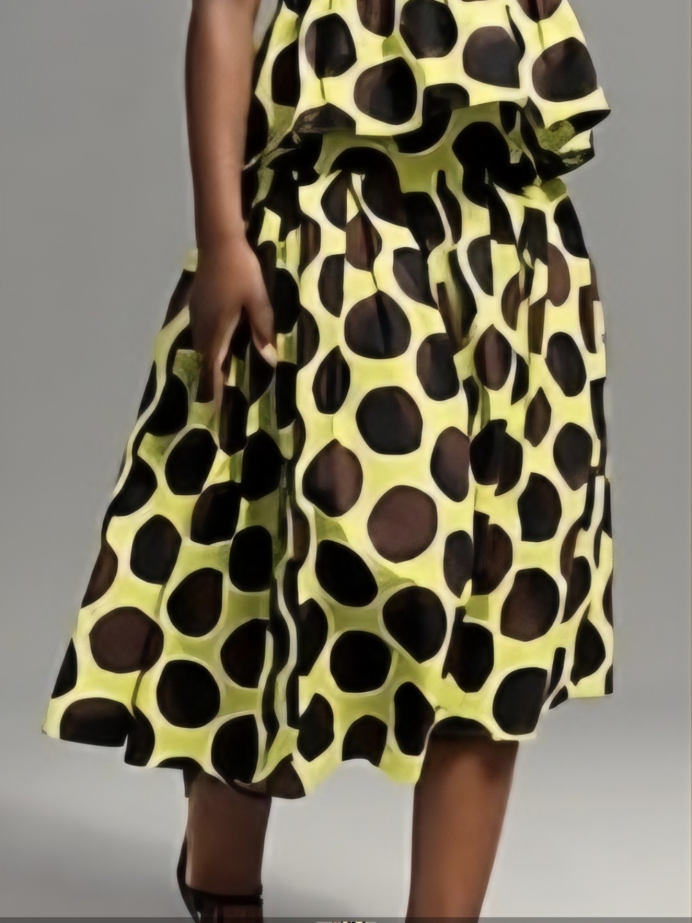 Christopher John Rogers X Old Navy Yellow and Black Polka Dot Midi Skirt